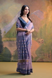 Nargis Lavender Muga Cotton Saree